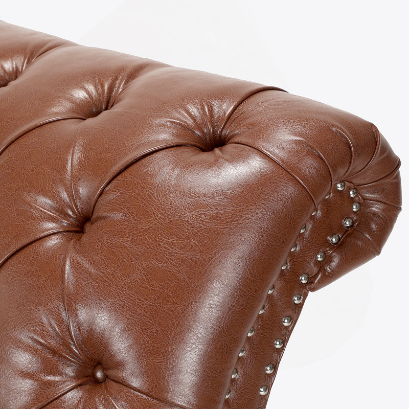 Chaise longue sans accoudoirs touffetée, Brun