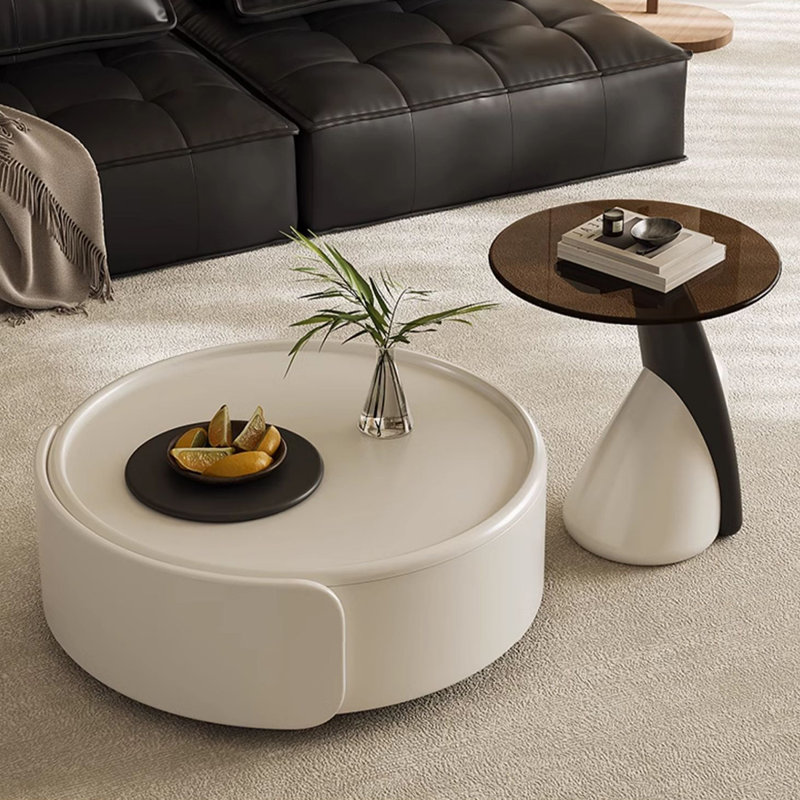 Modern Coffee Table with Drawer, 13.38" H x 31.49" L x 31.49" D
