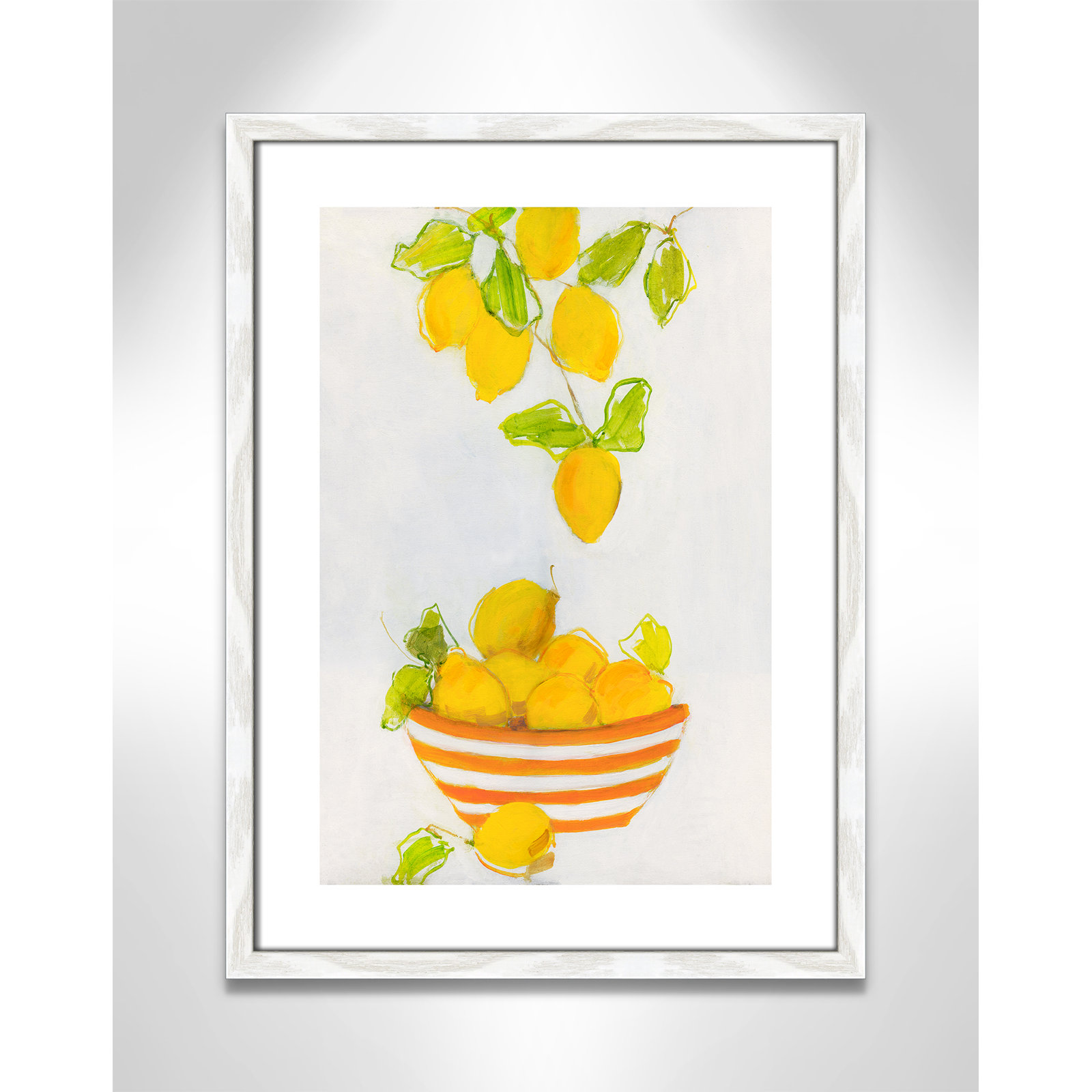 Darcy "Lemonlicious" Painting by Sally Swatland, 23" H x 17" W x 0.75" D, White Wood Framed Paper