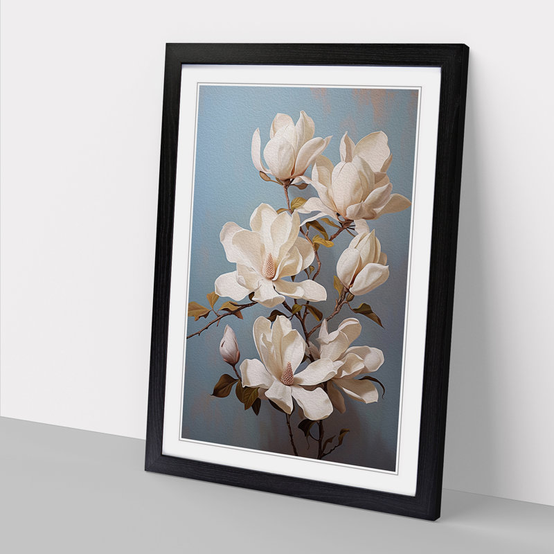 Magnolia Flower Romanticism No.2 Framed Print, Black Framed, 46cm H x 34cm W x 2cm D