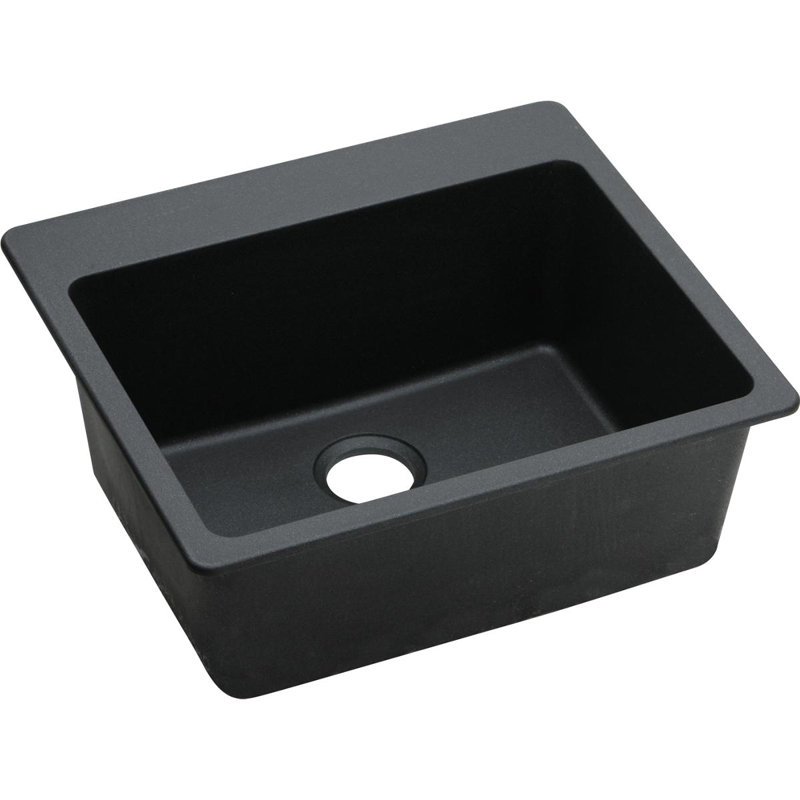 Quartz Classic 25" x 22" x 9-1/2" Drop-In Kitchen Sink, Black