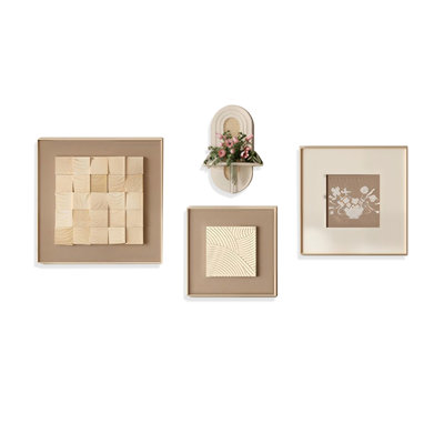 Mid-Century Modern Canvas Rectangular 4 Pieces Wall art set for Living Room