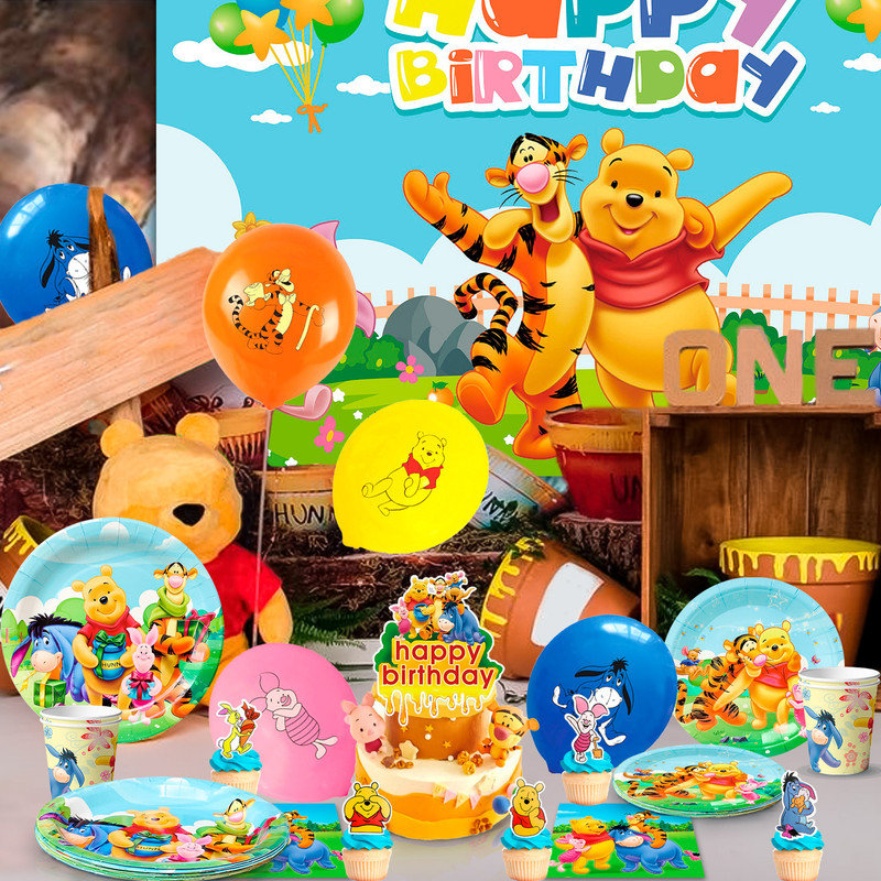 Winnie the Pooh Birthday Party Supplies, 82 Pcs Winnie the Pooh Party Decorations Set