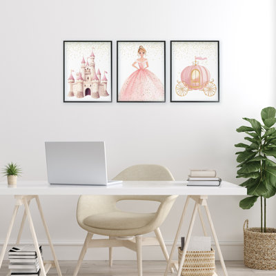 Princess Dreams Collection 3pc Framed Giclee Set, design by Christine Simpson Art