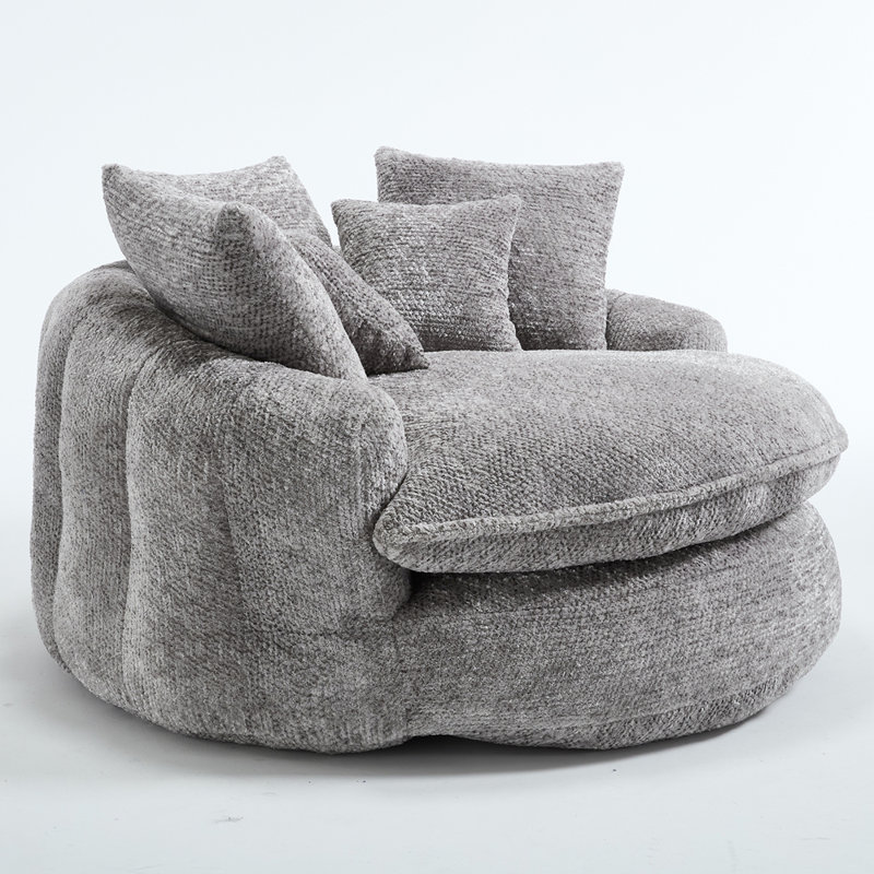 55" Durable Oversized Bean Bag Sofa, Light Grey Polyester