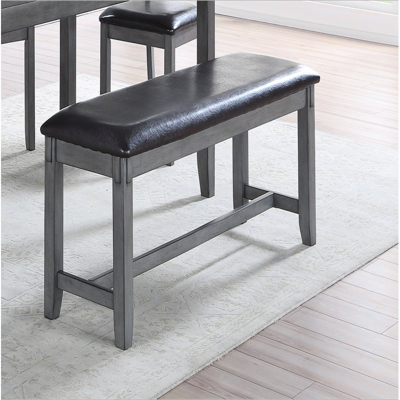 Mobilier de salle à manger décontracté moderne 6 pièces table de salle à manger 4 chaises d'appoint et un banc en bois d'hévéa et placages de bouleau gris