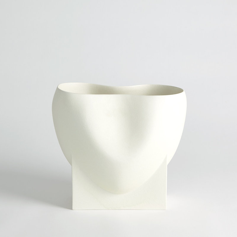 Orpheus Artisan Ivory Ceramic Low Bowl - 14"x12.5"