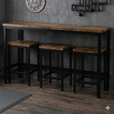 Ensembles de table de salle à manger en MDF brun moderne avec tabourets pour petites cuisines