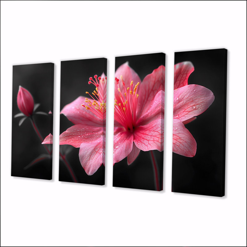 Rose, gris, élégant, simplicité, fuchsia - ensemble d'art mural fuchsia, H 32 po x l 64 po