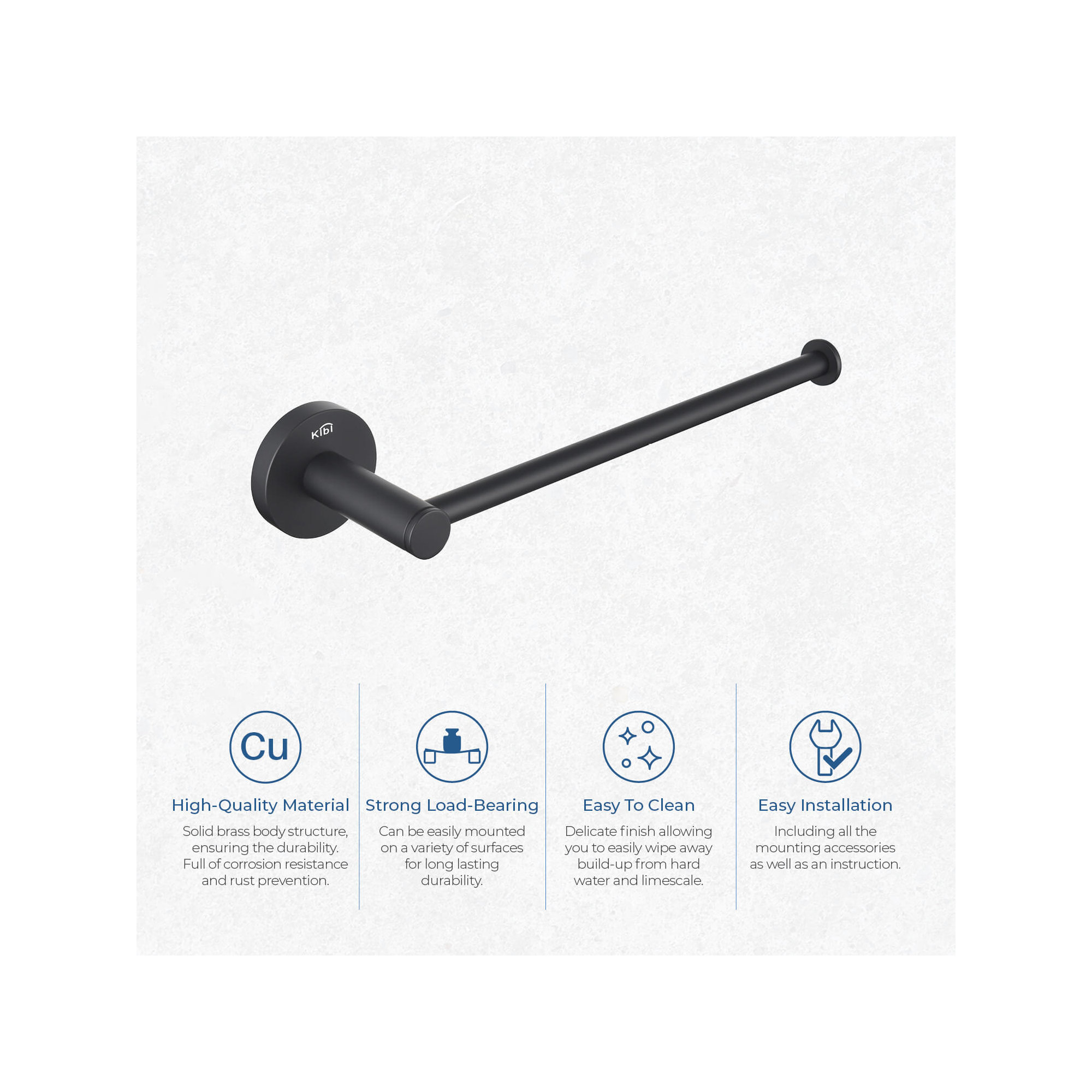 Circular 10'' Towel Bar, Matte Black
