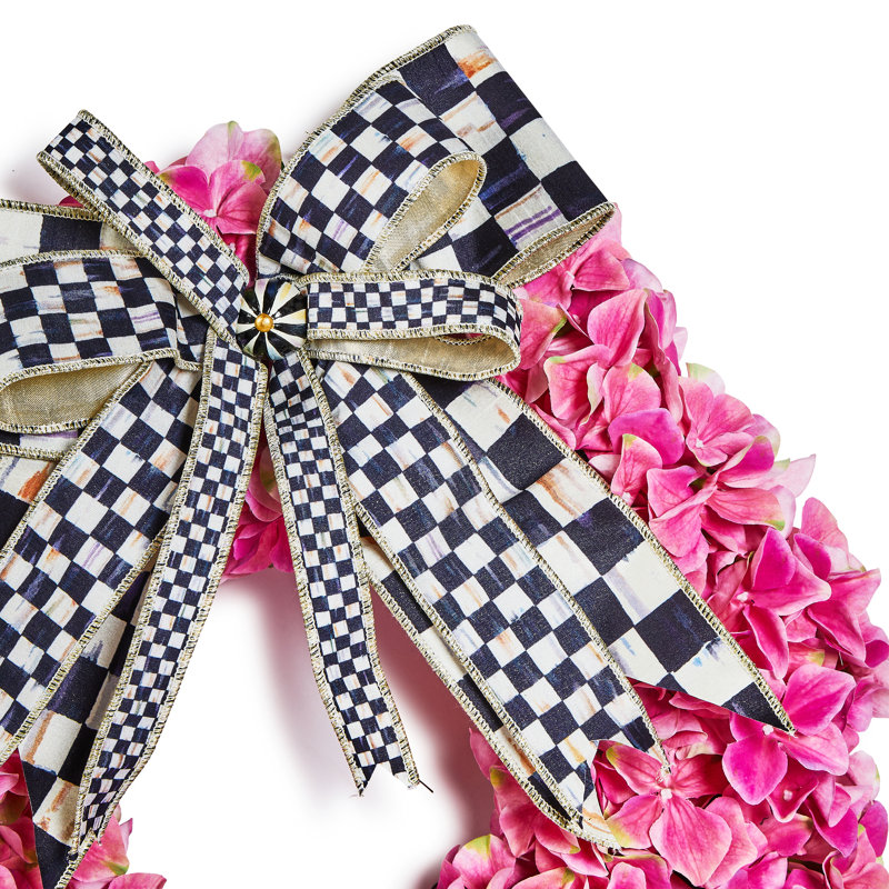 Hydrangea 22" Wreath, Pink/White/Black