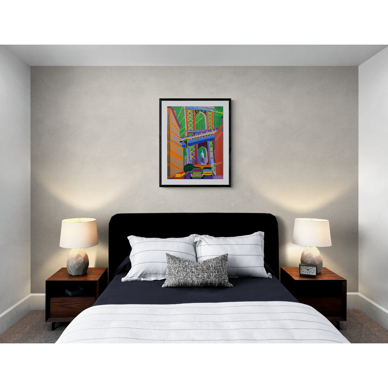 Manhattan Bridge Print by Sue Graef, White Mat, 24" H x 30" W