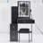 Small Size Left Drawer Desktop Vanity Table + Cushioned Stool, 2 AC+2 USB Power Station, Hair Dryer Bracket, Extra Large Touch Control Sliding LED Mirror, Tri-Color Switching, EPA,GCC,UL Certificate-1060738517