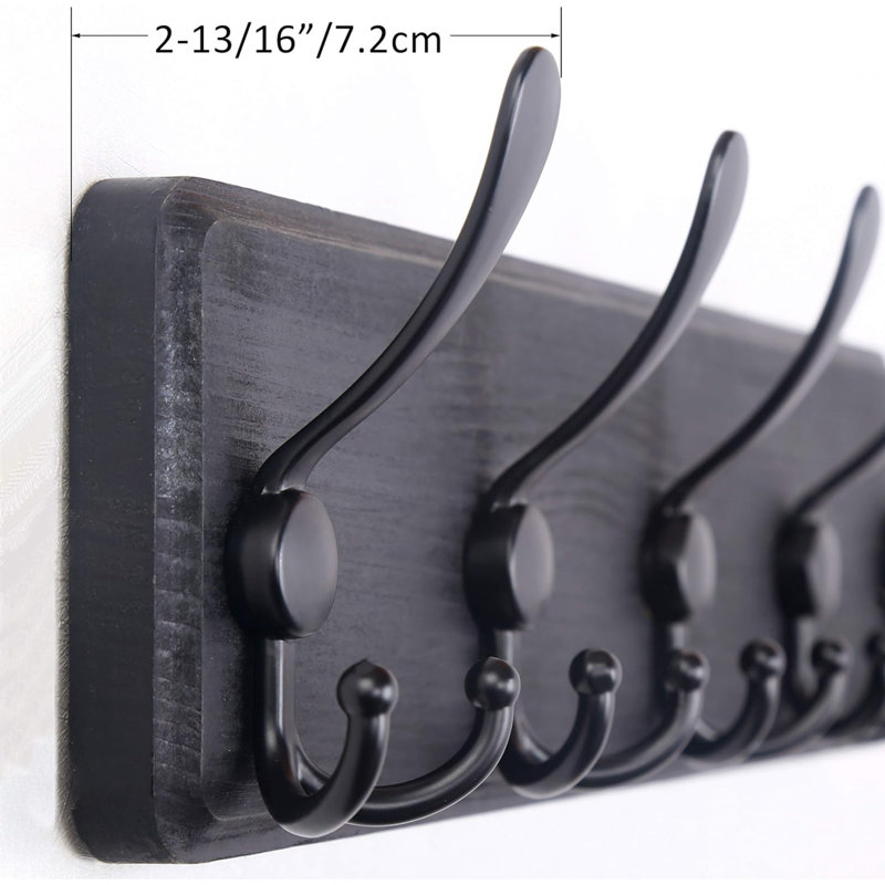 Saterfiel 10 - Hook Wall Mounted Coat Rack, Black