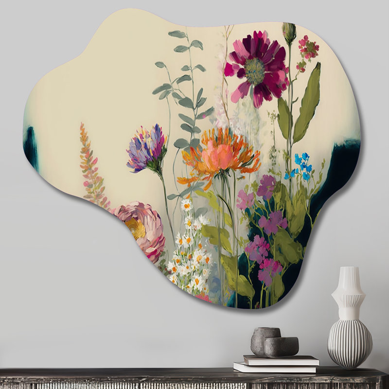 Avalon - Bouquet de fleurs en forme de nuage, art mural en métal asymétrique, H 25 po x l 28 po