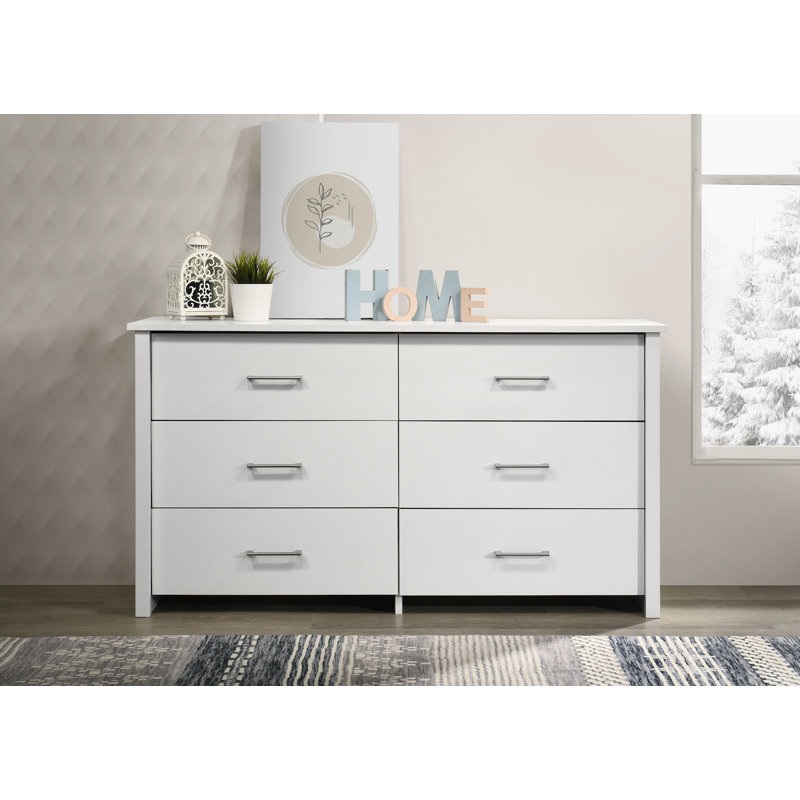 Emidio 6-Drawer Dresser, White