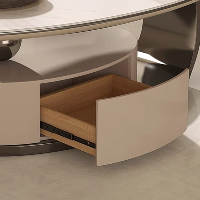 Simple rock slab top oval high-end tea table