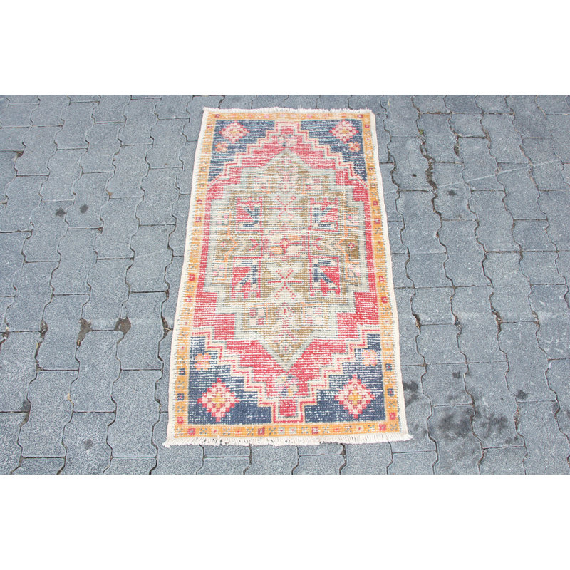 Vintage Small Red Turkish Anatolian Wool Rug - Ideal for Entryway Oriental Decor