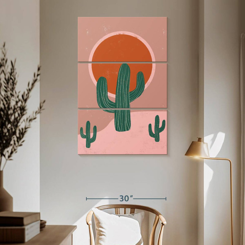 Harnek cactus et coucher de soleil, H 65 po x l 45 po
