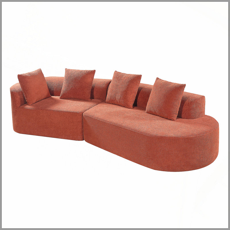 Canapé modulaire courbé de 116 po avec éponge entièrement compressée haute densité et méridienne de 116 po, ensemble 2 pièces, entièrement assemblé faisant face à la droite, parfait pour le salon ou le salon