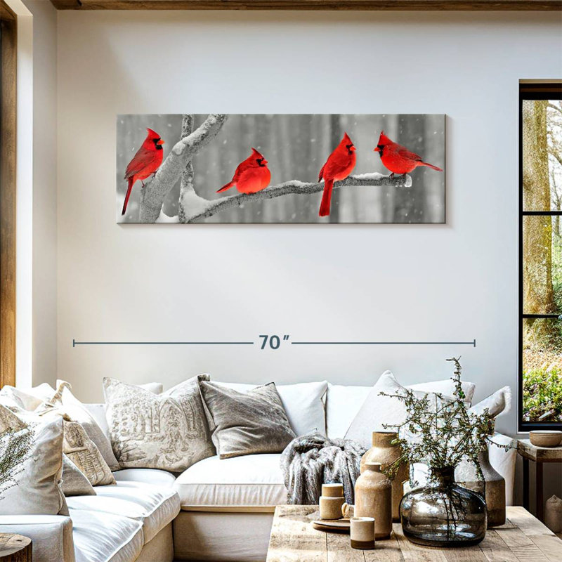 Cardinal Birds, reproduction sur toile, H 18 po x l 54 po x P 1,25 po