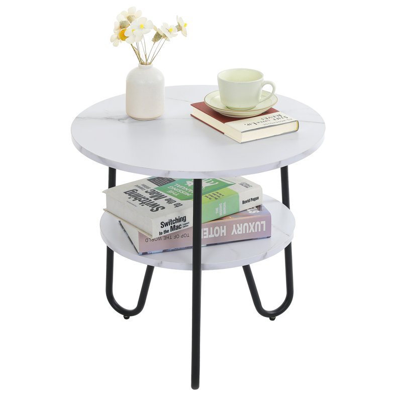 Corene Side Table with Storage, White