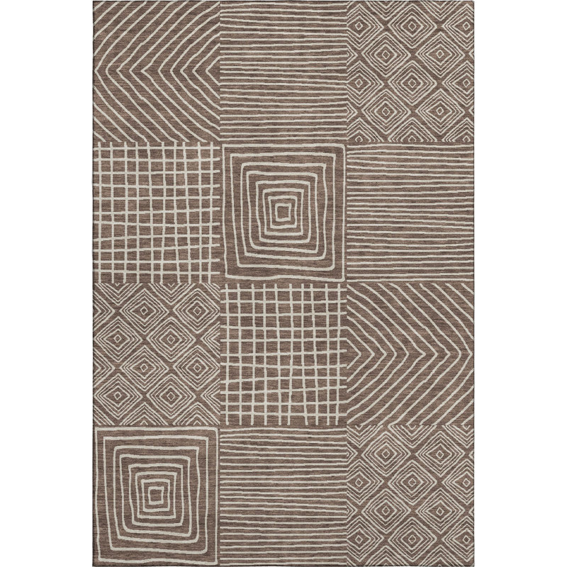 Premium Machine Washable Corry AMF1044 Geometric Rug, Rectangle 3' x 5'