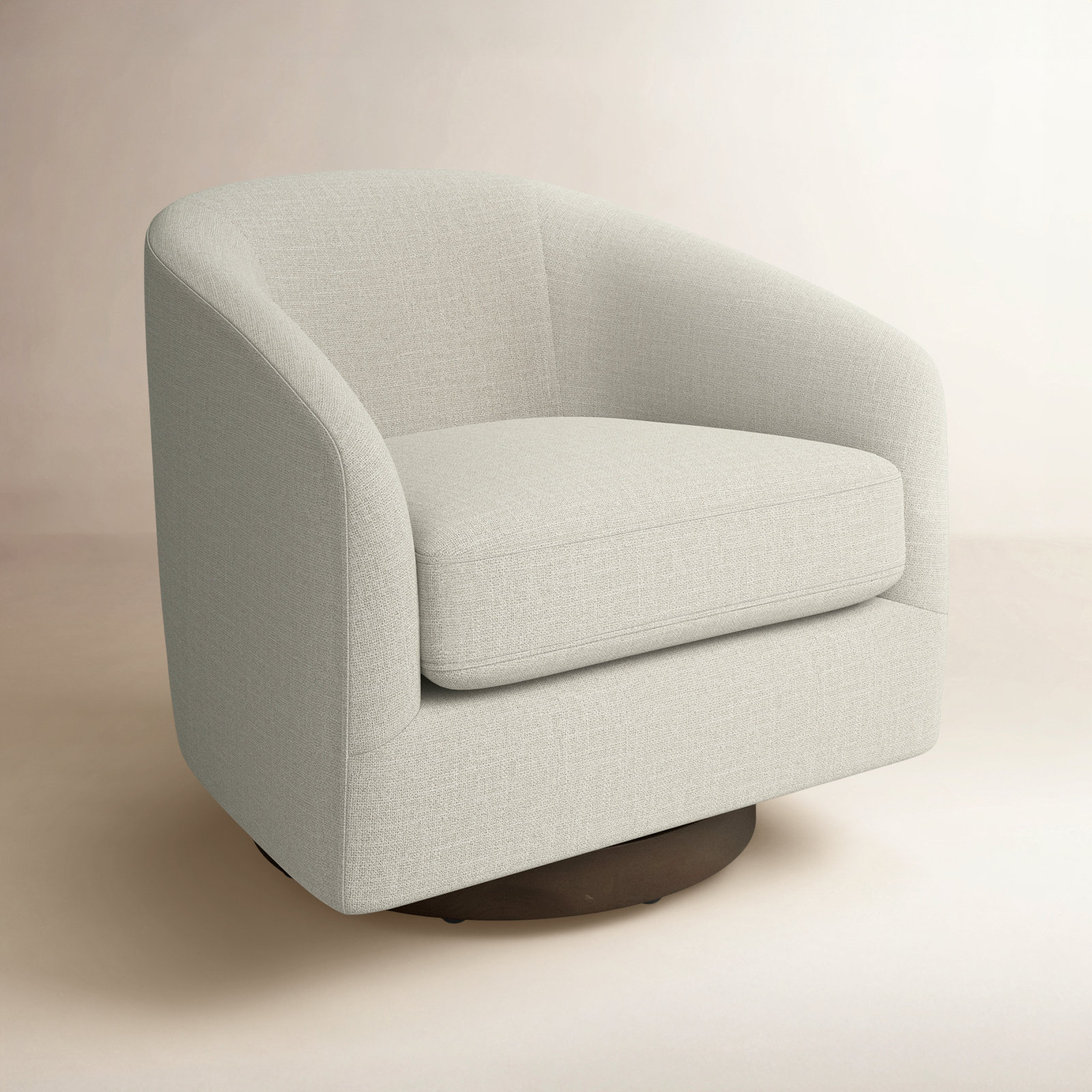 Bennett Swivel Barrel Chair, Effie Linen Performance Linen