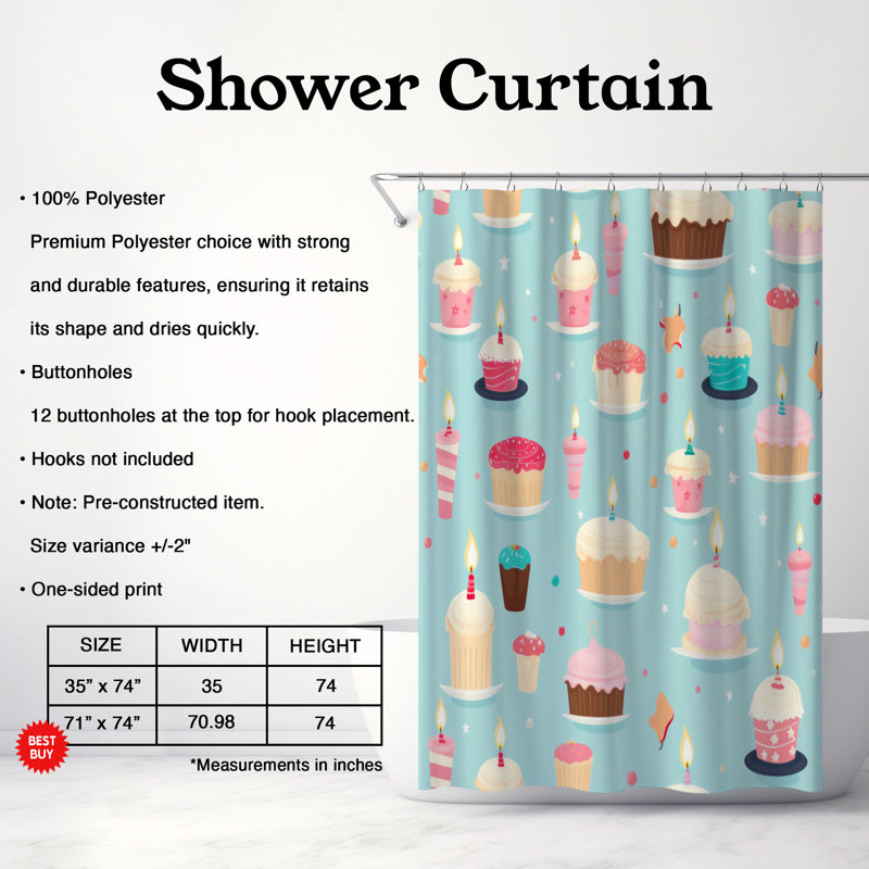 Événement Joyfulness - Rideau de douche Premium, H 74 po x l 71 po