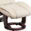 Contemporary Multi-Position Recliner and Curved Ottoman with Swivel Mahogany Wood Base-876437039