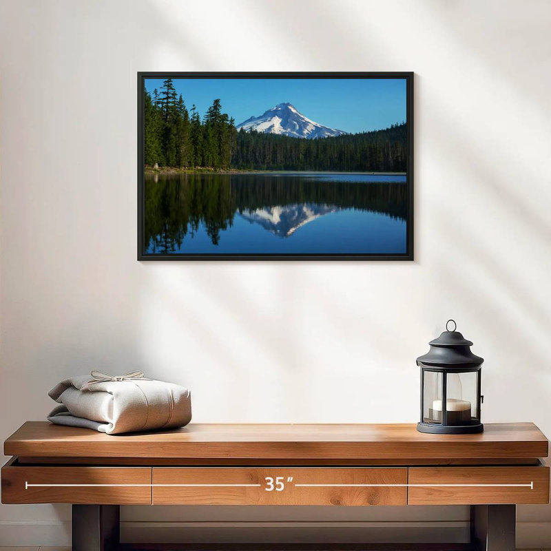 Mount Hood Reflection, 13" X 9", Floating Frame Black