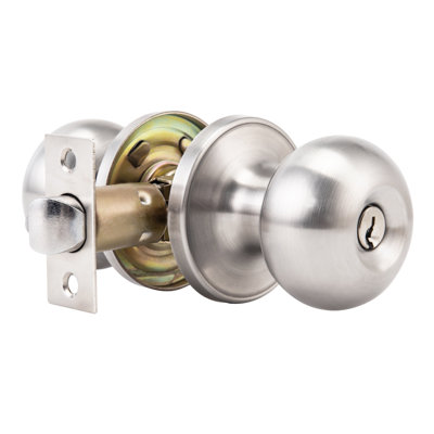 Bedroom Door Handle with Key Satin Nickel Locking Lever for Interior Doors