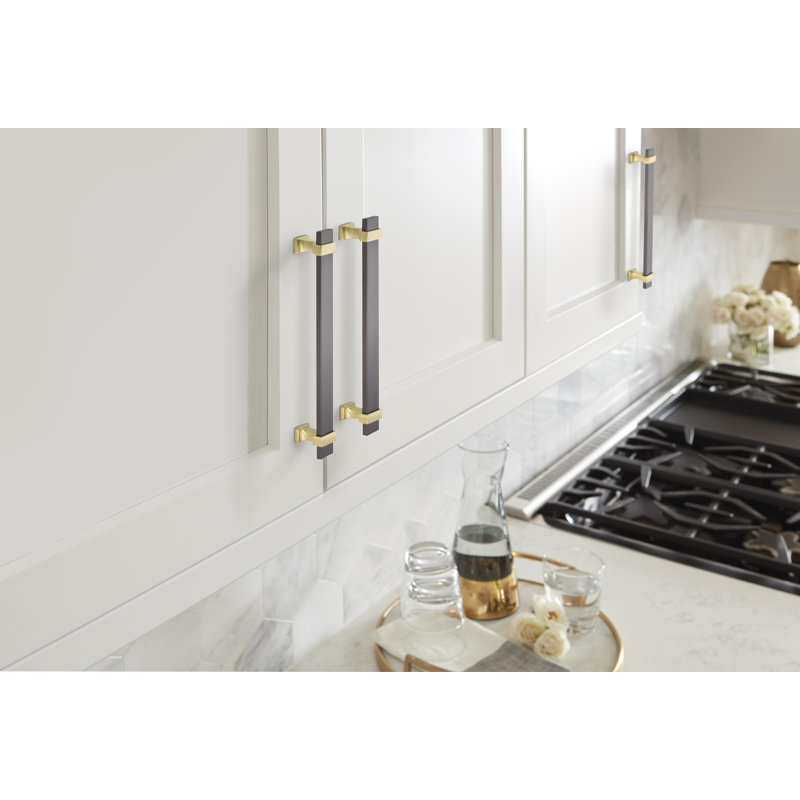 Overton Brushed Gold and Black Chrome Cabinet Bar Pull