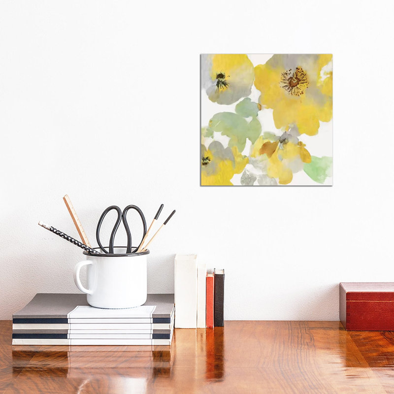 Sunny Floral I by Asia Jensen - Wrapped Canvas Painting, 30.48 cm H x 30.48 cm W