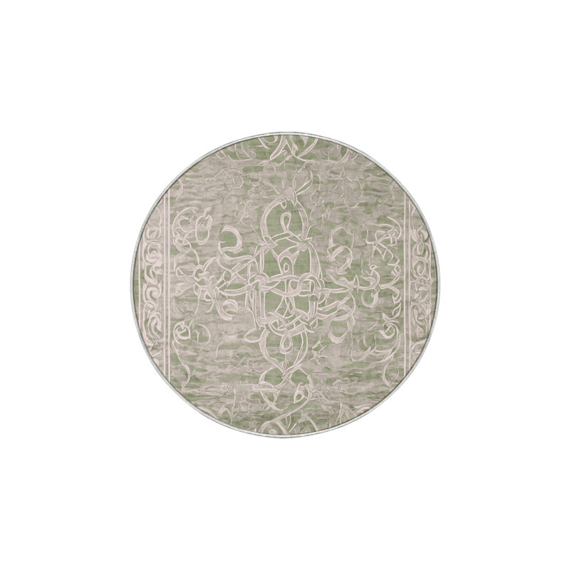 Machine Washable Beige Area Rug, Round 5'