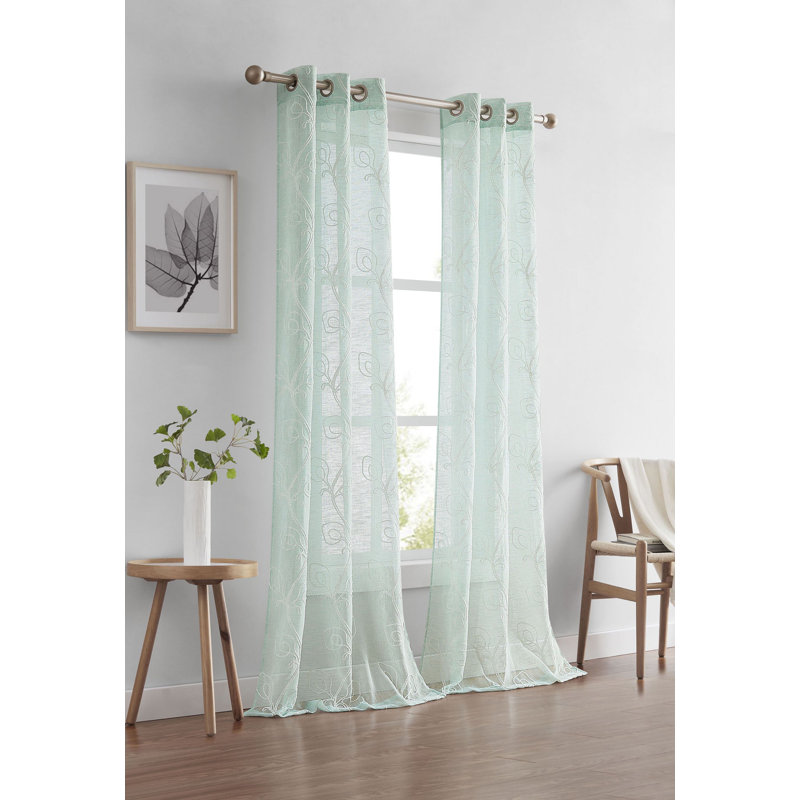 Paire de rideaux transparents Najim Poleyester, L 38 po x L 96 po, Spa