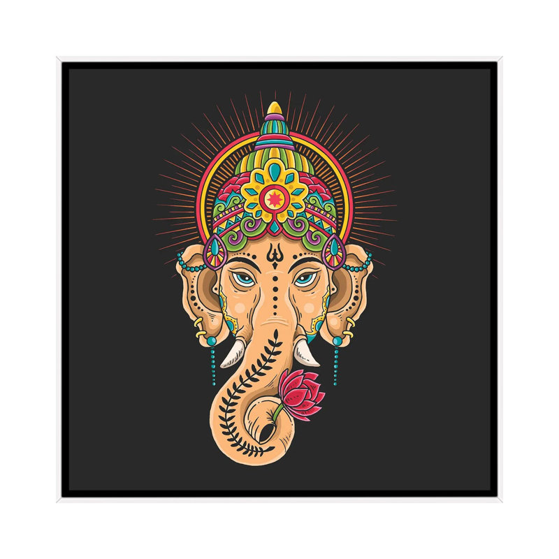 God Shiva Tibetan Motive par - Toile tendue, Toile avec cadre blanc, H 12 po x l 12 po x P 1,5 po