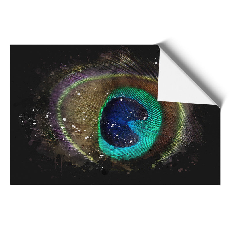 Peacock Feather Paint Splash - Frameless Print, 42cm H x 59cm W x 0.1cm D
