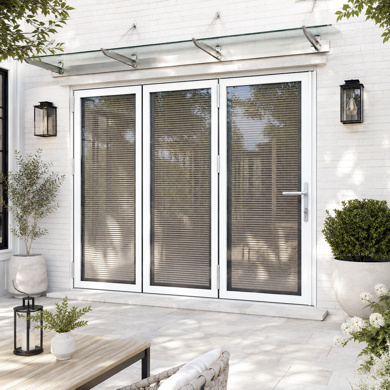 Porte pliante blanche l 96 po x H 80 po pliante en aluminium pliable (3 + 0), Standard, Côté gauche