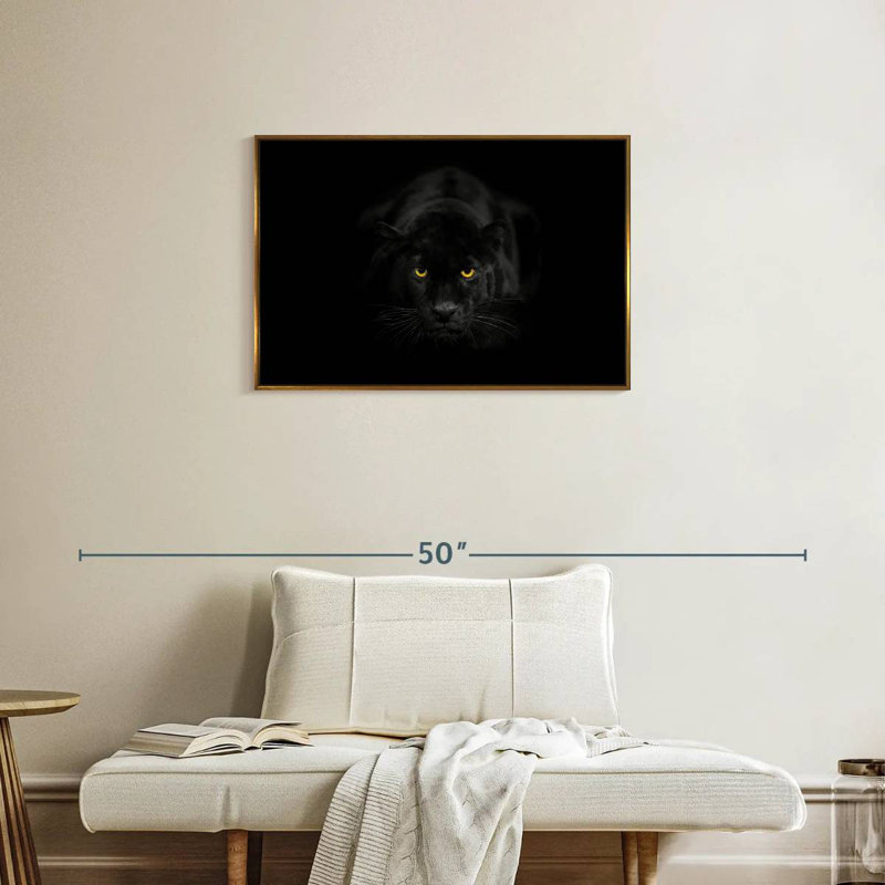 Rare panthère noire, Cadre flottant doré, 31 po x 21 po