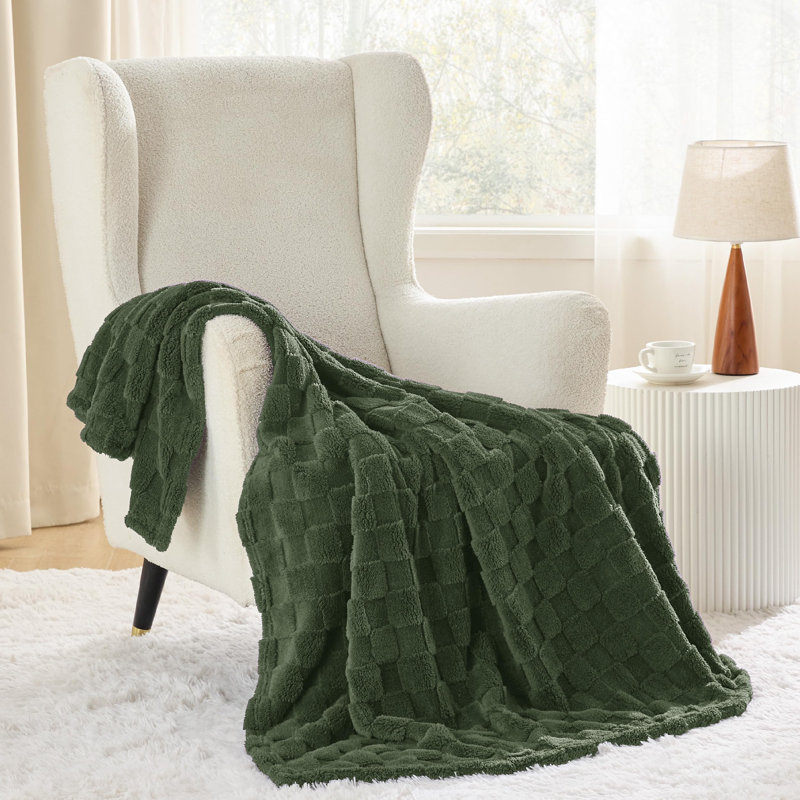 Couverture en polaire pour canapé-lit 269 g / m² - Couvertures douces pour femmes GentleSoft ™ ️, Lit simple, Bronze / vert