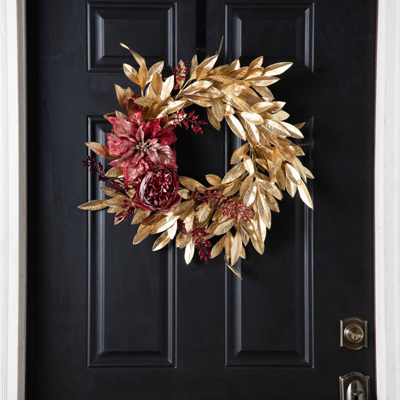 Couronne artificielle poinsettia 24 po