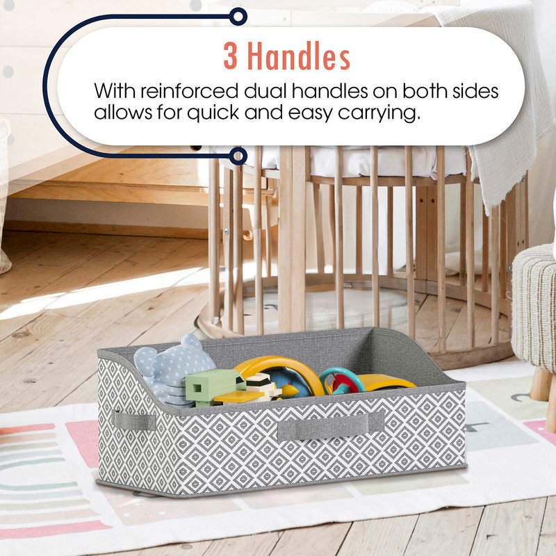 Ebern Designs 3 Pack Collapsible Trapezoid Storage Bins Bin, Diamond Grey