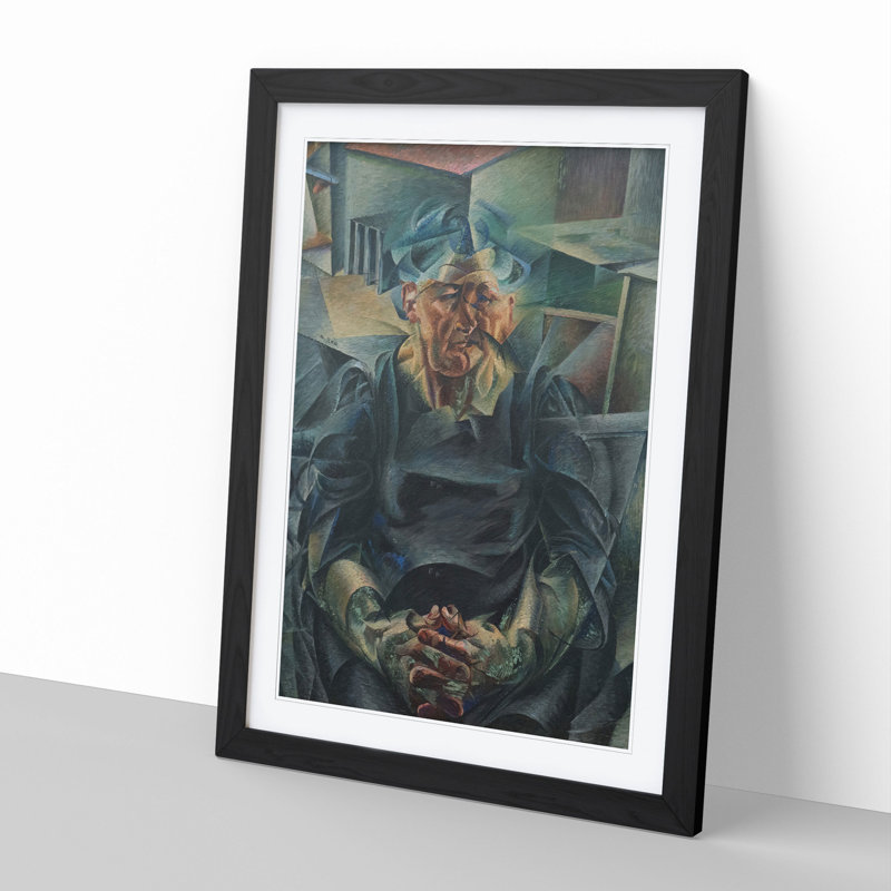 Portrait of a Man by Umberto Boccioni - Framed Print, 65cm H x 48cm W x 2cm D, Black Framed