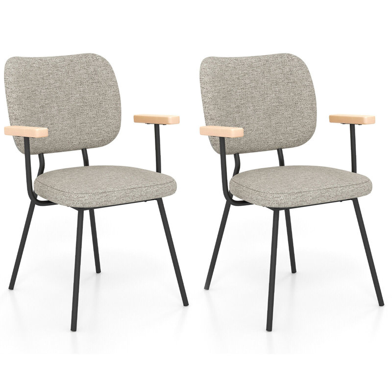 Chaise avec accoudoirs en métal Kianie, Gris