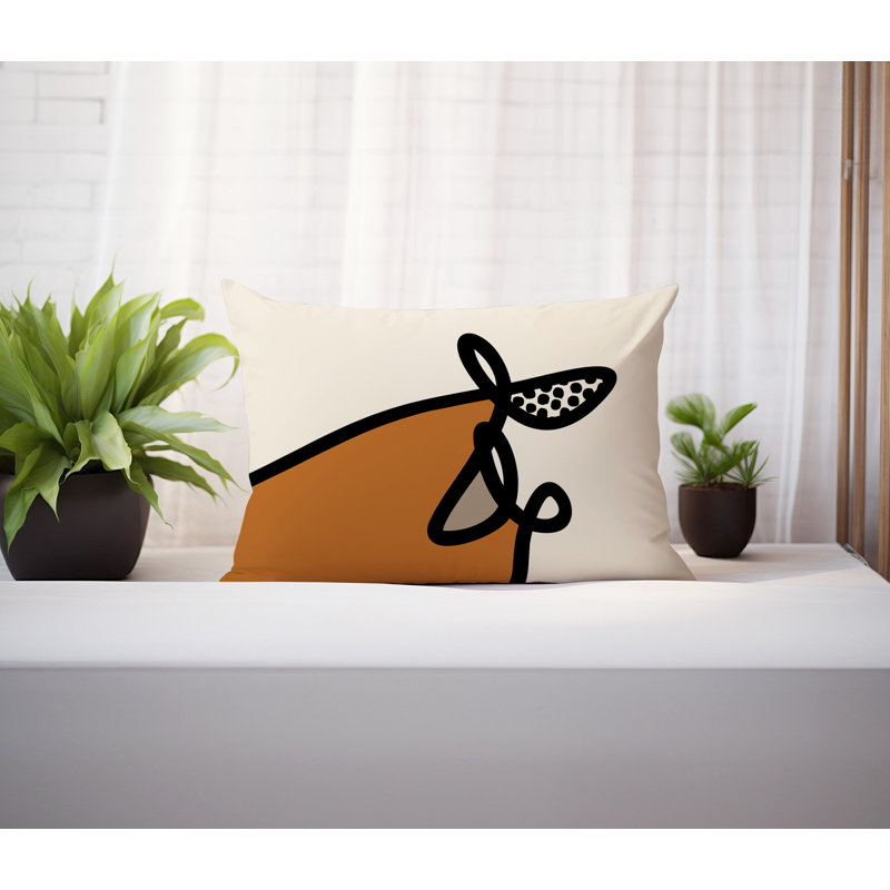 Coussin lombaire réversible intérieur / extérieur Jai Abstract, H 14 po x l 20 po, Orange brûlé