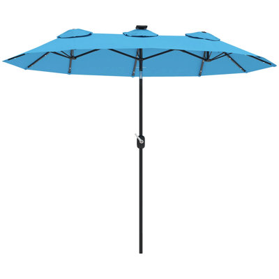 Large Patio Umbrella For 6‑8 Person Rectangular/Oval Table, 12 Ribs Rustproof Steel Frame, Uv Protected Waterproof, Easy Crank Lift