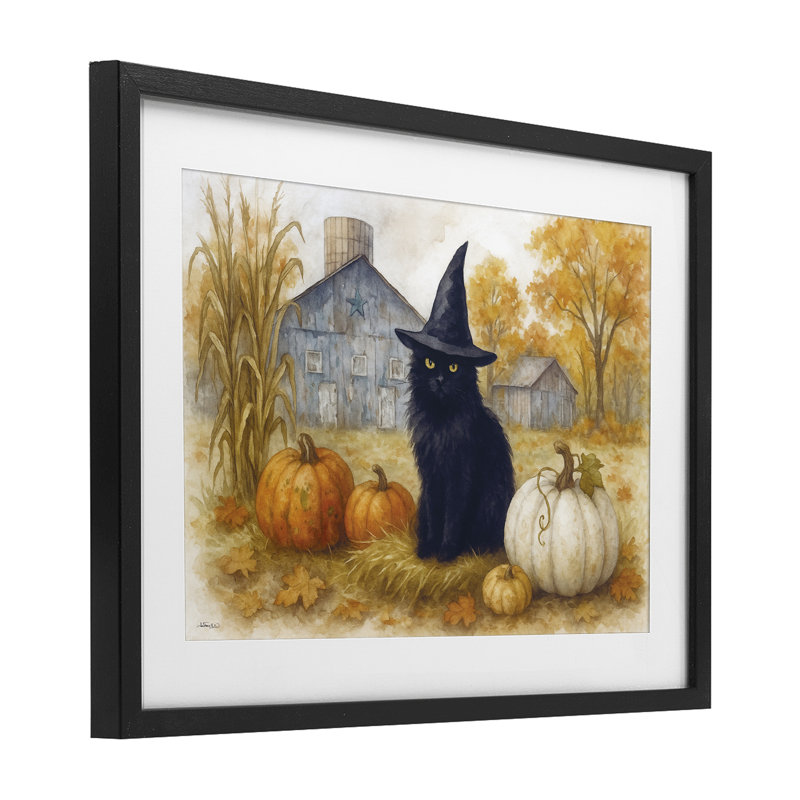 «Witch Cat Autumnal Farm», reproduction encadrée sous verre, conception par Antony Smith, H 17 po x l 23 po