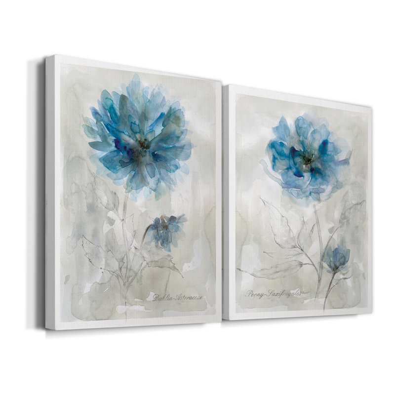 Dahlia - ensemble de 2 reproductions d'art, Pas de tapis, H 20 po x l 32 po x P 1 po, Toile tendue