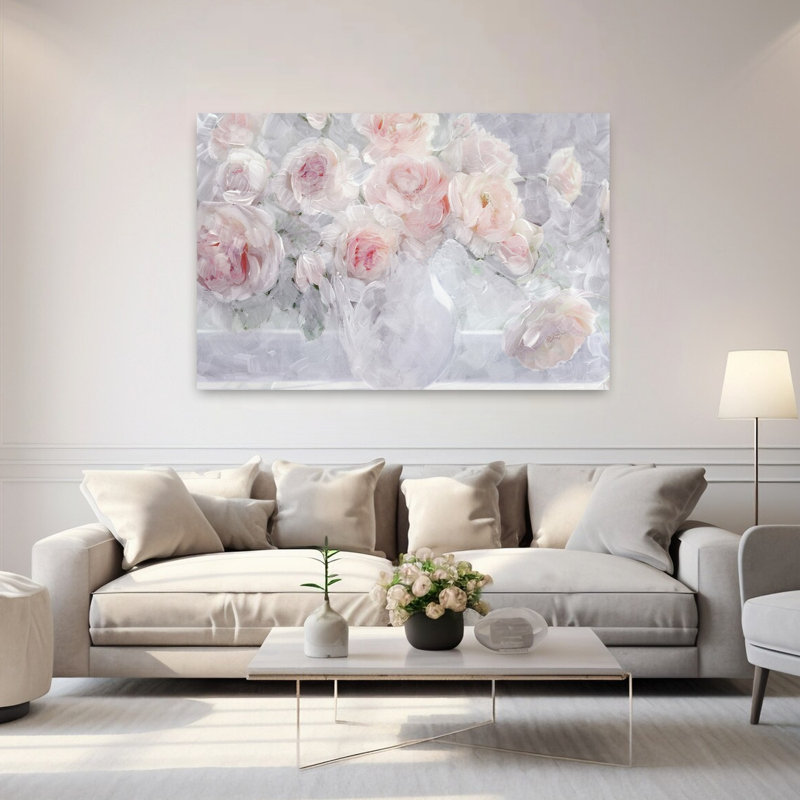 Fleurs fluides, art romantique classique contemporain, H 40 po x l 60 po